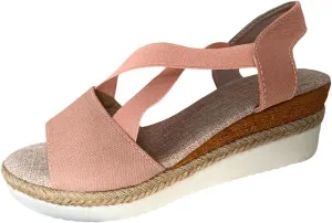 Wedge Sandals for Women, Open Toe Espadrilles, Low Wedge Platform Sandal, Comfy Walking Shoes, Ankle Strap Orthopedic Sandals, Casual Office Shoes Summer Beach Sandal Dressy Slip On Footwear
