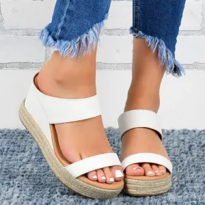 Wedge Sandals for Women Platform Wedge Heels Comfortable Summer Slip On Open Toe Espadrilles Low Wedges Shoes Trendy Dressy Casual Cork Summer Dress Shoes Ladies Wedges