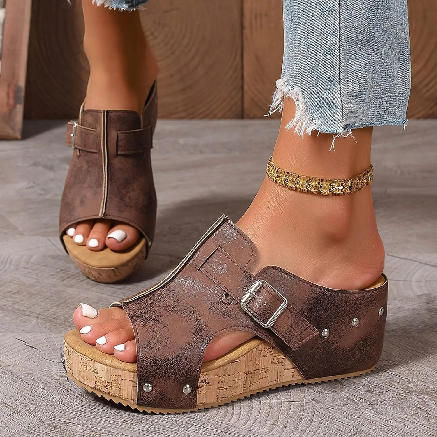 Wedge Sandals for Women Summer Beach Platform Sandals Casual Platform Slides Sandals Open Toe Dressy Wedges Shoes
