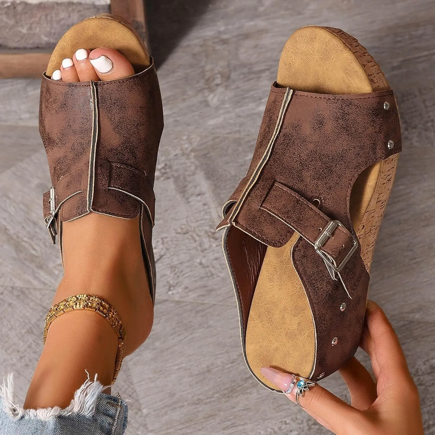 Wedge Sandals for Women Summer Beach Platform Sandals Casual Platform Slides Sandals Open Toe Dressy Wedges Shoes