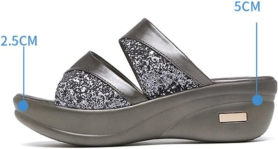 Wedge Shoes Platform Ladies Casual Fashion Solid Summer Women's Toe Sandals Women's Slip on Sandals Slippers