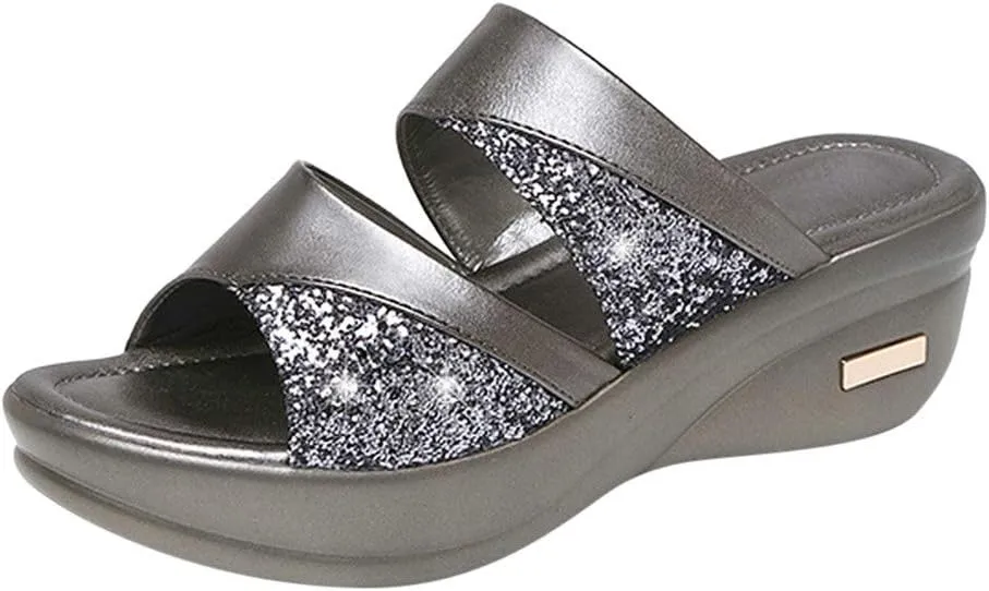 Wedge Shoes Platform Ladies Casual Fashion Solid Summer Women's Toe Sandals Women's Slip on Sandals Slippers