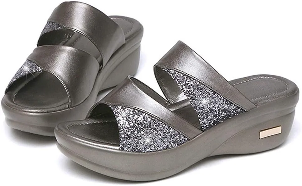 Wedge Shoes Platform Ladies Casual Fashion Solid Summer Women's Toe Sandals Women's Slip on Sandals Slippers
