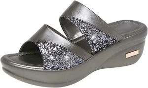 Wedge Shoes Platform Ladies Casual Fashion Solid Summer Women's Toe Sandals Women's Slip on Sandals Slippers