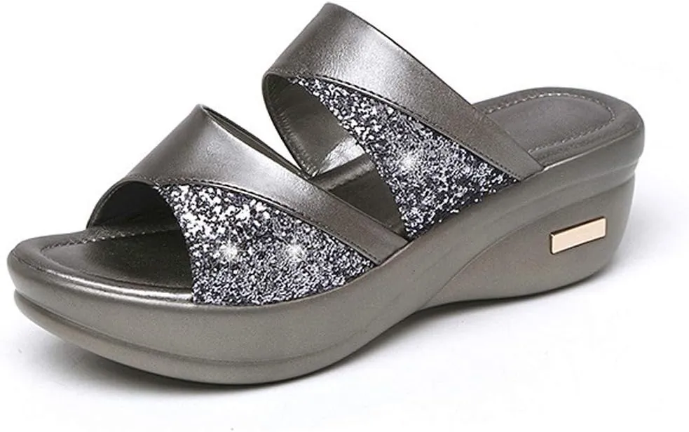 Wedge Shoes Platform Ladies Casual Fashion Solid Summer Women's Toe Sandals Women's Slip on Sandals Slippers
