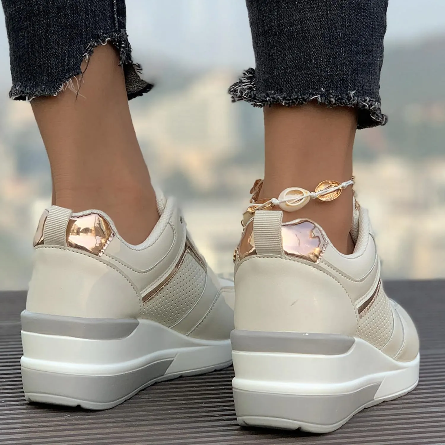 Wedge Sneakers for Women Dressy High Heel Wedge Tennis Shoes Non-Slip Women Fashion Sneakers Summer Workout Gym Shoes 2025