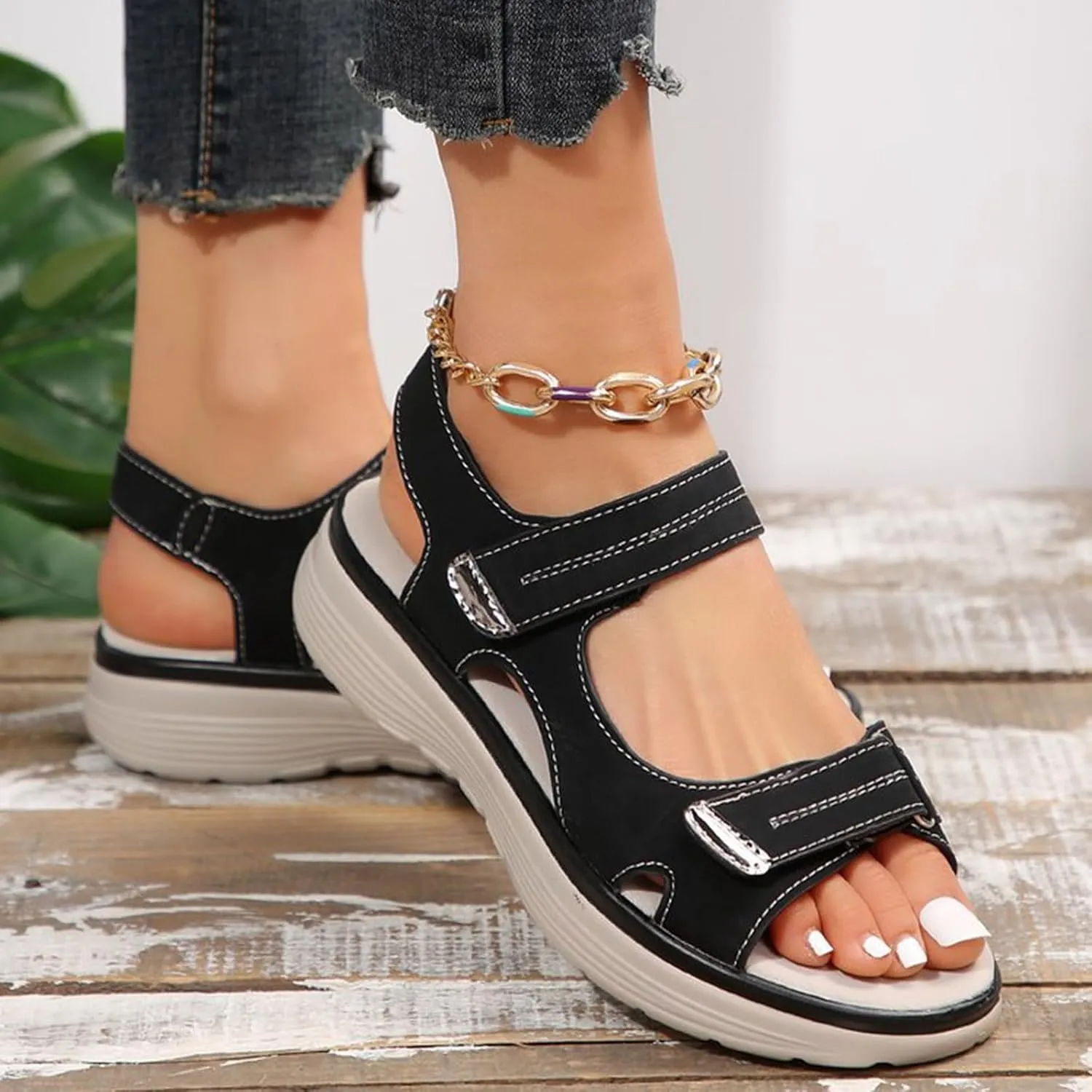 Wide Width Wedge Sandals For Women Athletic Comforable Summer Orthopedic Walking Beach Sandal with Arch Support 2025