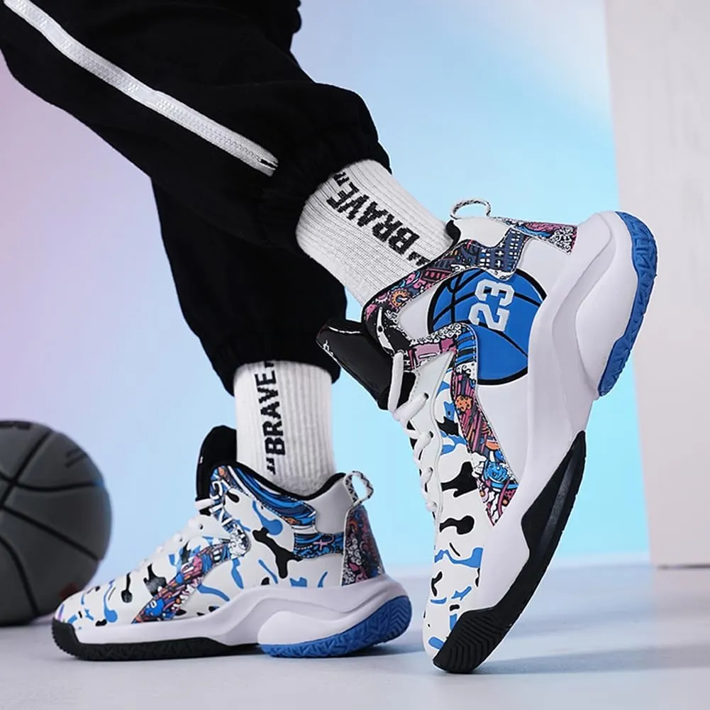 WILTENA Unisex Cool Womens Girls Colourful Basketball Shoes Mens Shock Absorption Boys Performance Sneakers Casual Shoe