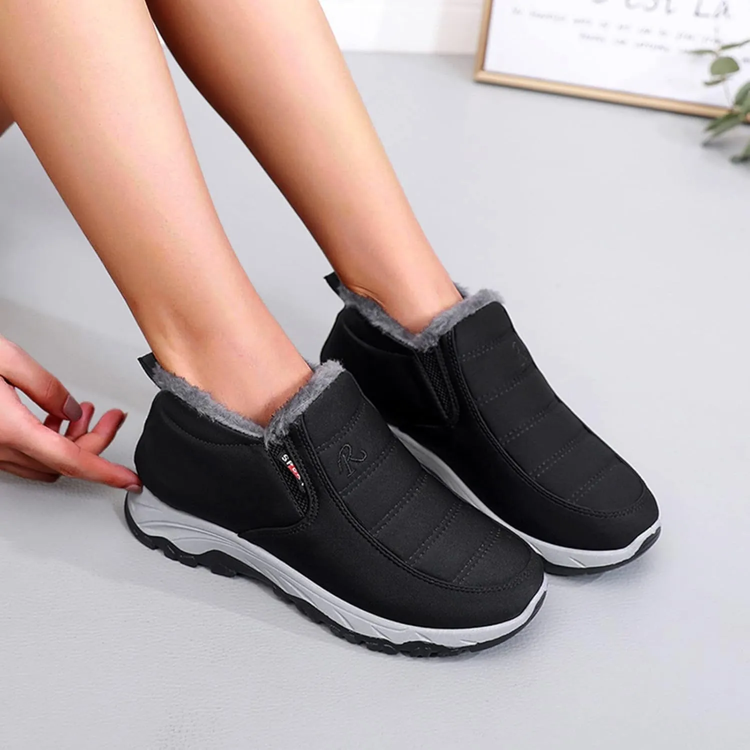 Winter Boots for Women Waterproof Snow Insulated Lightweight Women Snow Boots Calf High Winter Ankle Booties for Women Women Rubber Boots for Outdoor Ankle 6 .5 Tall Winter Boots for Women with Heel