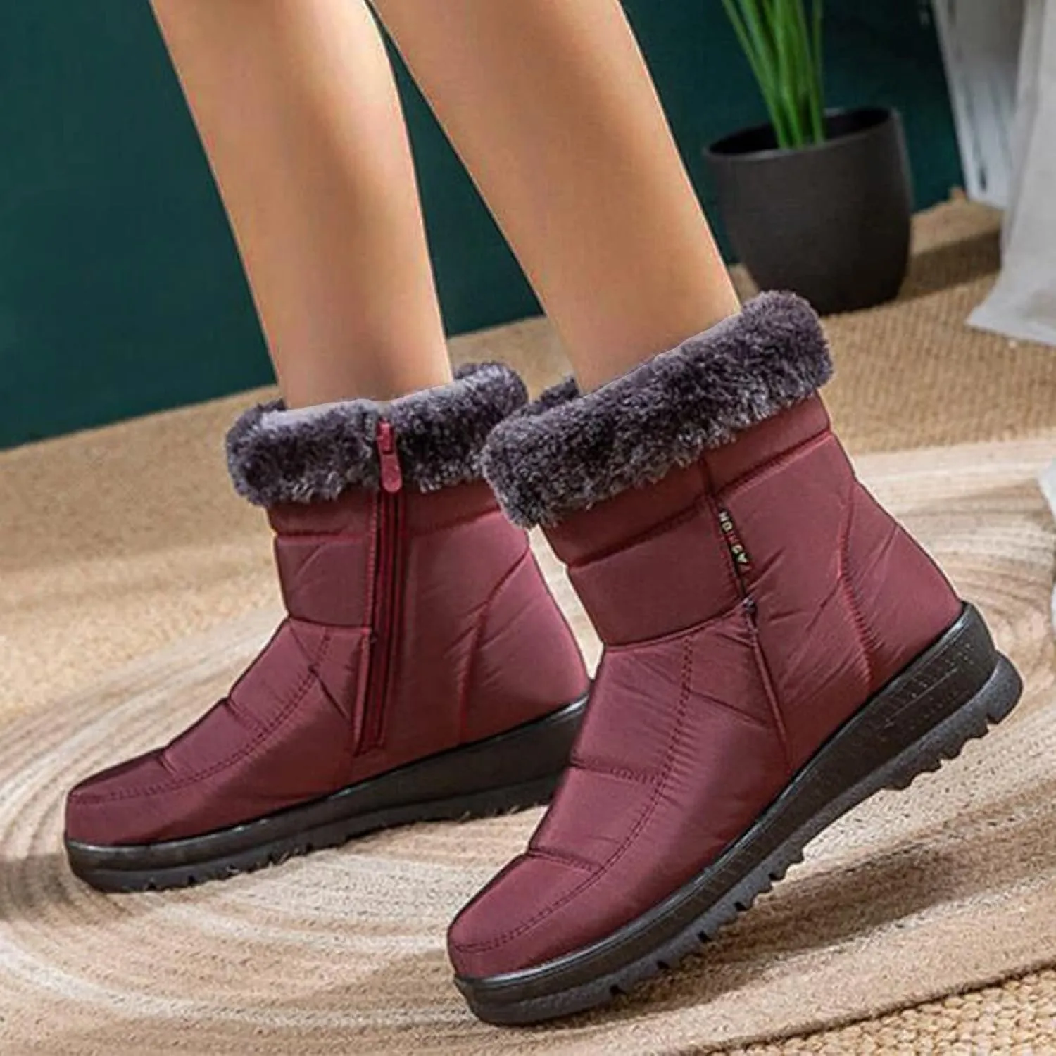 Winter Hiking Boots for Women Waterproof Snow Zipper Womens Winter Boots Waterproof Insulated Ankle Womens Slip on Winter Boots Ankle Womens Waterproof Boots Snow Snow Shoes for Women Extra Wide