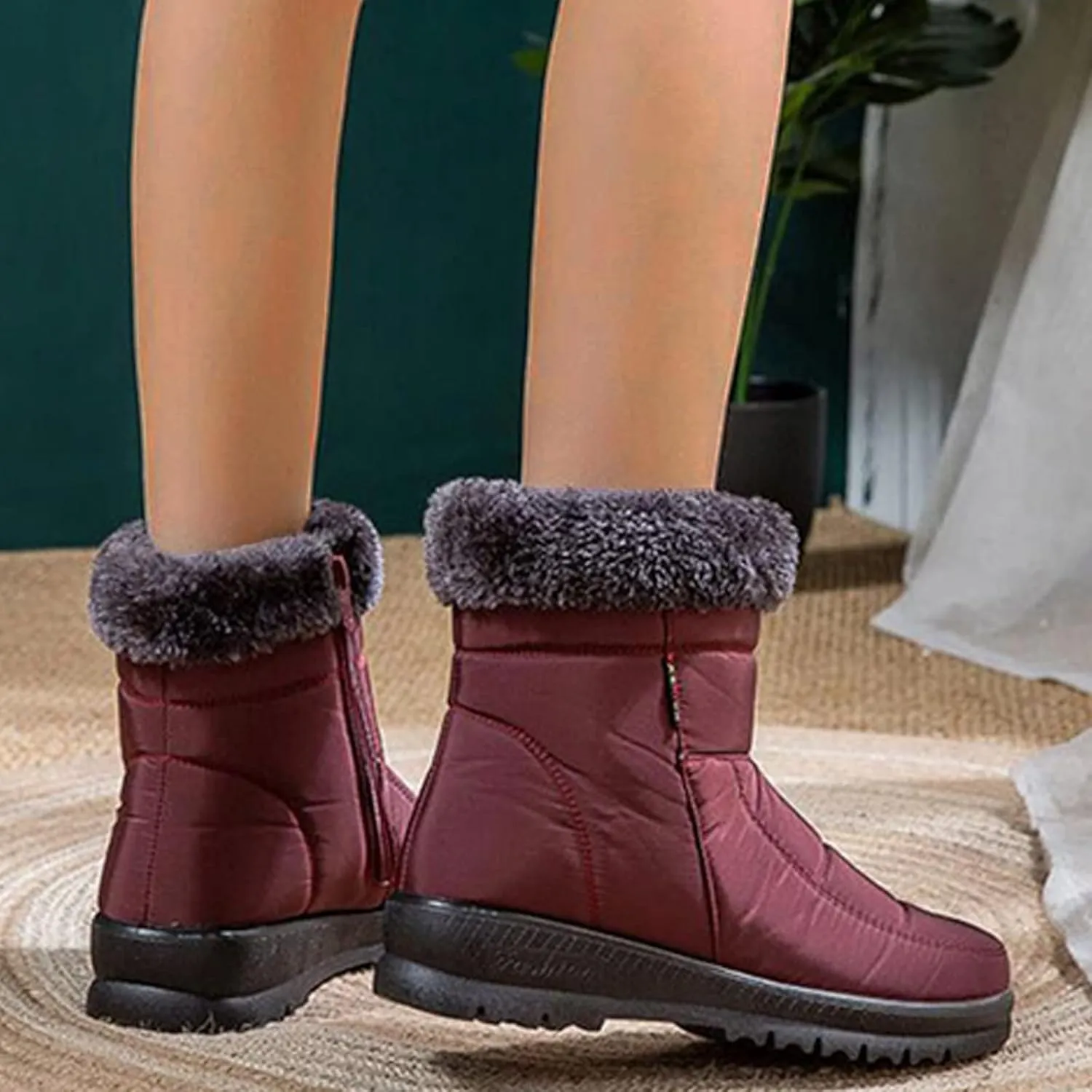 Winter Hiking Boots for Women Waterproof Snow Zipper Womens Winter Boots Waterproof Insulated Ankle Womens Slip on Winter Boots Ankle Womens Waterproof Boots Snow Snow Shoes for Women Extra Wide