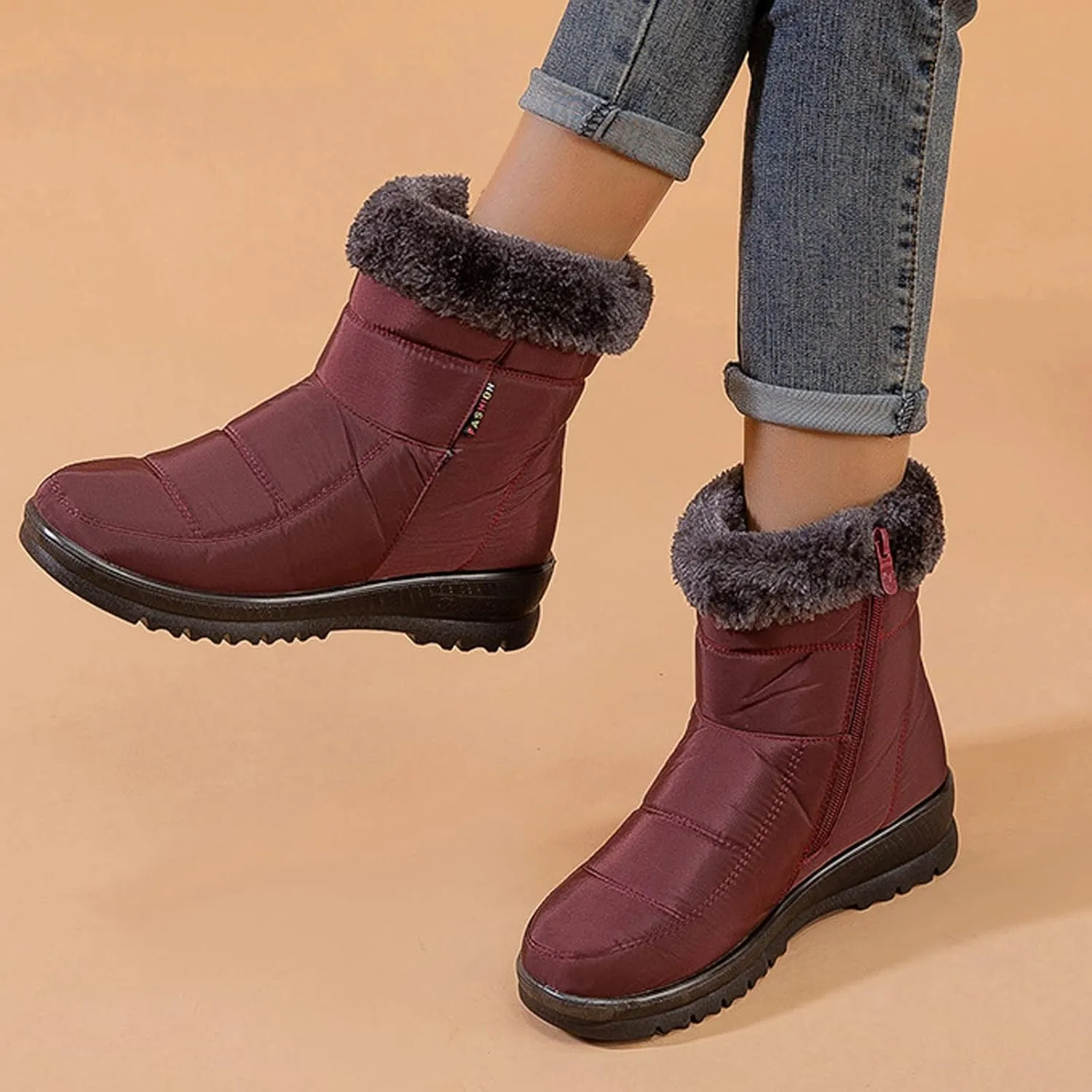 Winter Hiking Boots for Women Waterproof Snow Zipper Womens Winter Boots Waterproof Insulated Ankle Womens Slip on Winter Boots Ankle Womens Waterproof Boots Snow Snow Shoes for Women Extra Wide