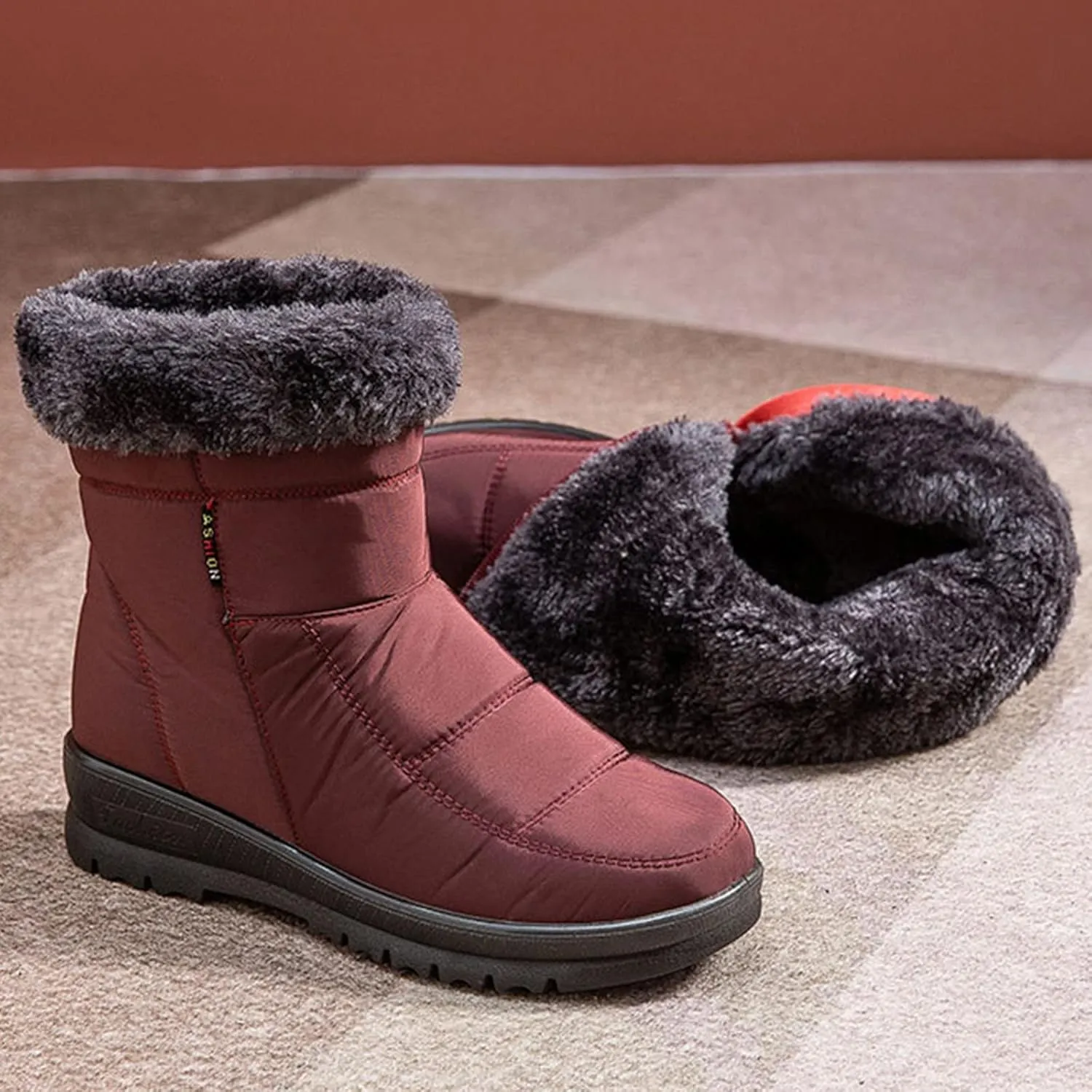 Winter Hiking Boots for Women Waterproof Snow Zipper Womens Winter Boots Waterproof Insulated Ankle Womens Slip on Winter Boots Ankle Womens Waterproof Boots Snow Snow Shoes for Women Extra Wide