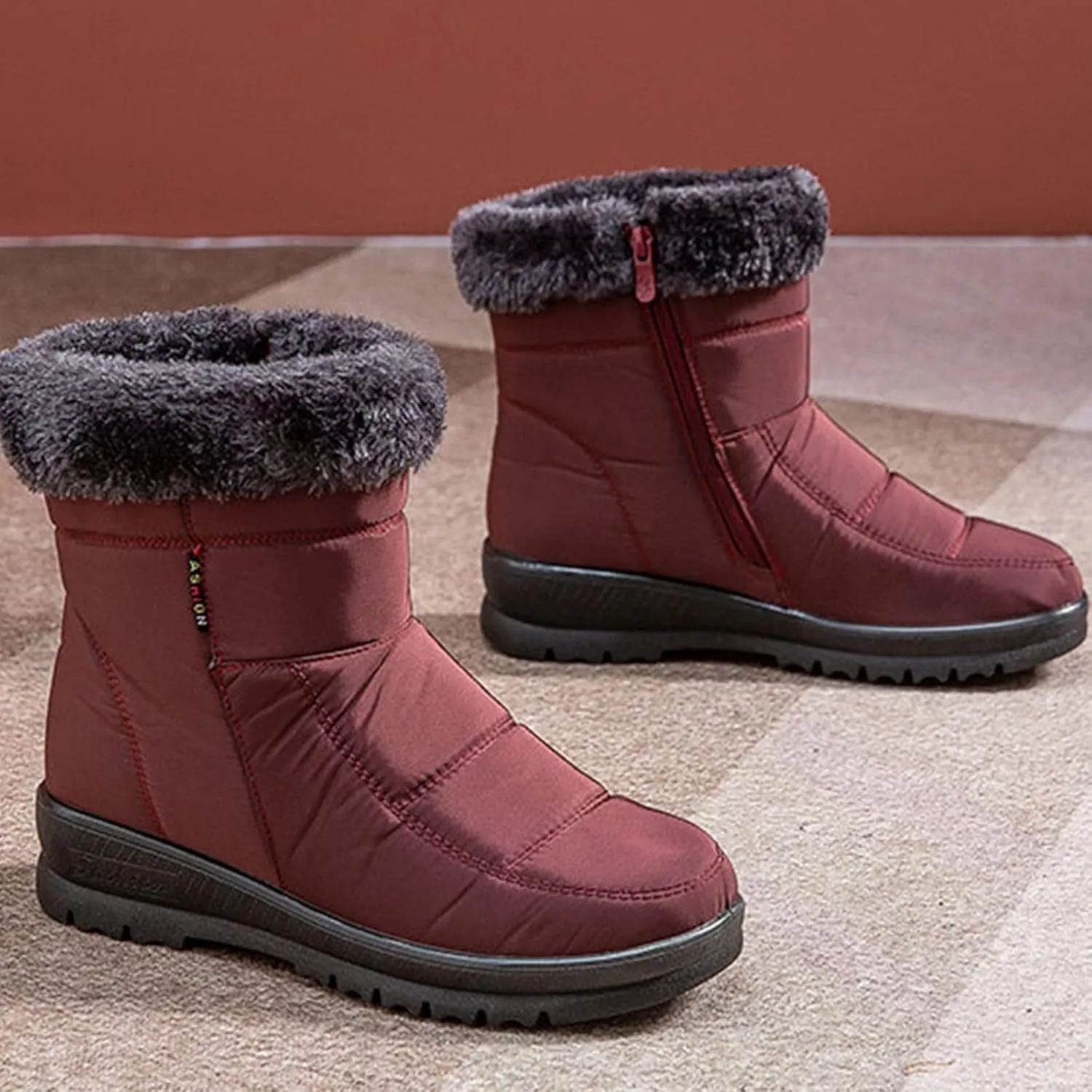 Winter Hiking Boots for Women Waterproof Snow Zipper Womens Winter Boots Waterproof Insulated Ankle Womens Slip on Winter Boots Ankle Womens Waterproof Boots Snow Snow Shoes for Women Extra Wide