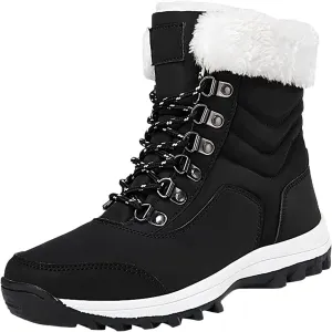 Winter Snow Boots for Women: Waterproof Fur Lined Ankle Booties - Warm Slip on Woman Shoes, Platform Boots for Women