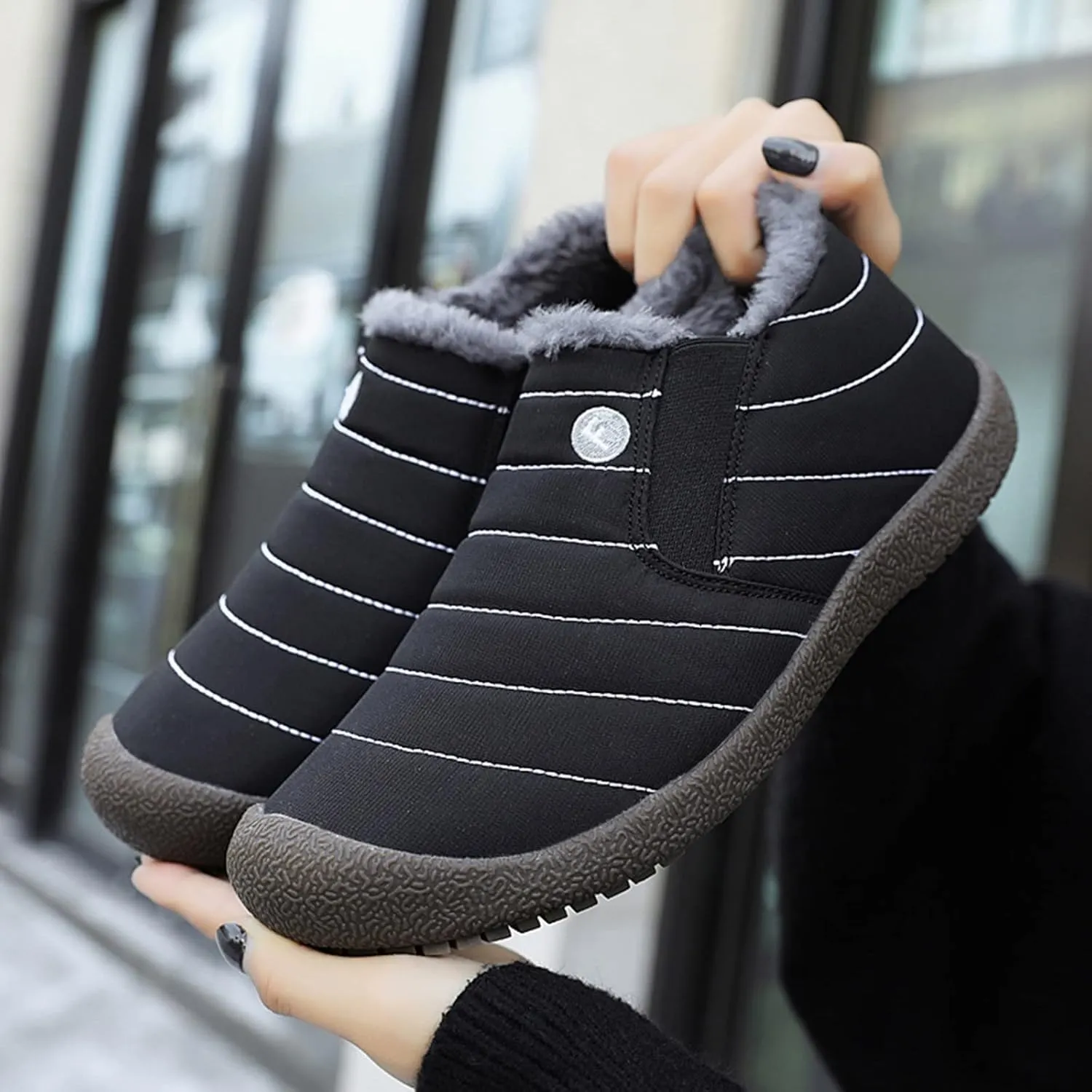 Winter Walking Boots for Women Waterproof Snow Women's Short Long Fur Mouth Leather Snow Boots Womens Warm Fur Lined Winter Snow Boots Women Waterproof Boots Winter Snow Boots for Waterproof