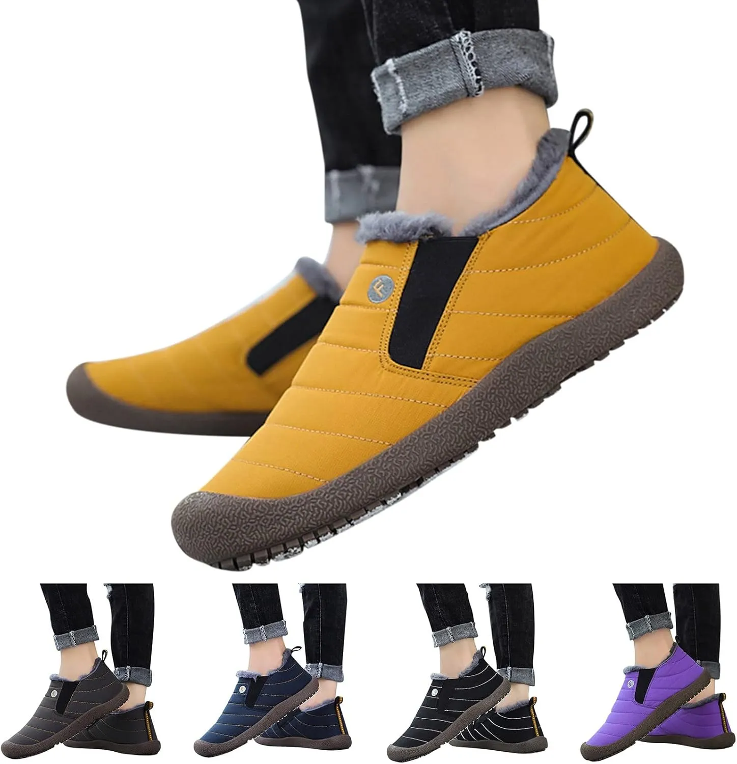 Winter Walking Boots for Women Waterproof Snow Women's Short Long Fur Mouth Leather Snow Boots Womens Warm Fur Lined Winter Snow Boots Women Waterproof Boots Winter Snow Boots for Waterproof