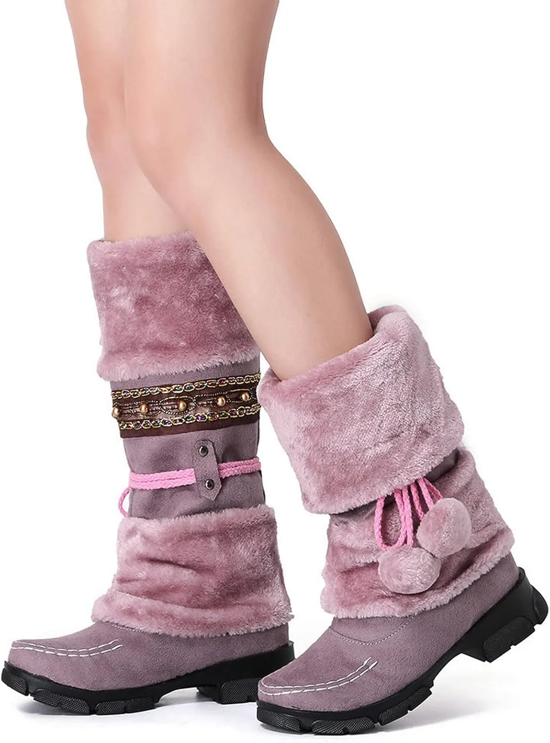Winter Waterproof Boots for Woman Women's Winter Boots Waterproof Zipper Snow Boots Womens Wide High Heel Winter Boots for Women Boots for Women Winter Cute