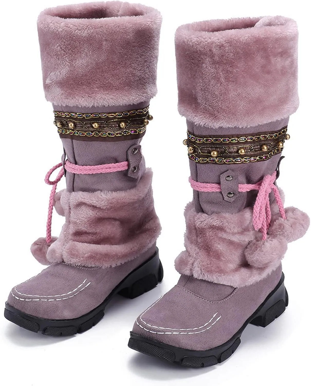 Winter Waterproof Boots for Woman Women's Winter Boots Waterproof Zipper Snow Boots Womens Wide High Heel Winter Boots for Women Boots for Women Winter Cute