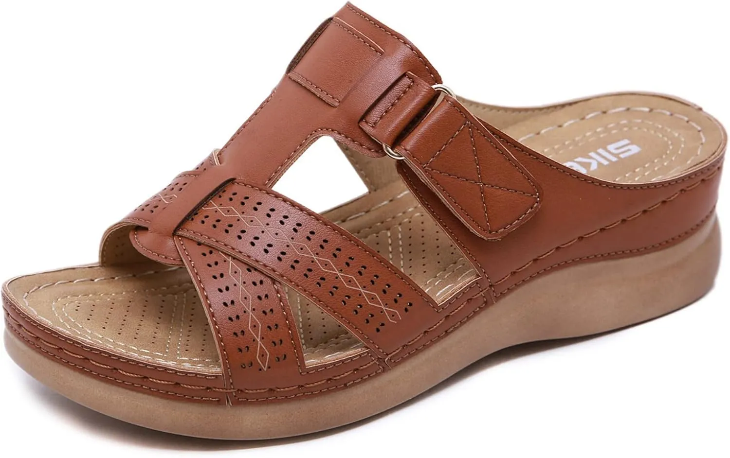 Women Orthopedic Wedges Platform Sandals with Arch Support Open Toe Slingback Slip On Summer Casual Fashion Footwear Comfortable Breathable Walking Beach Non Slip Shoes for Daily Wear