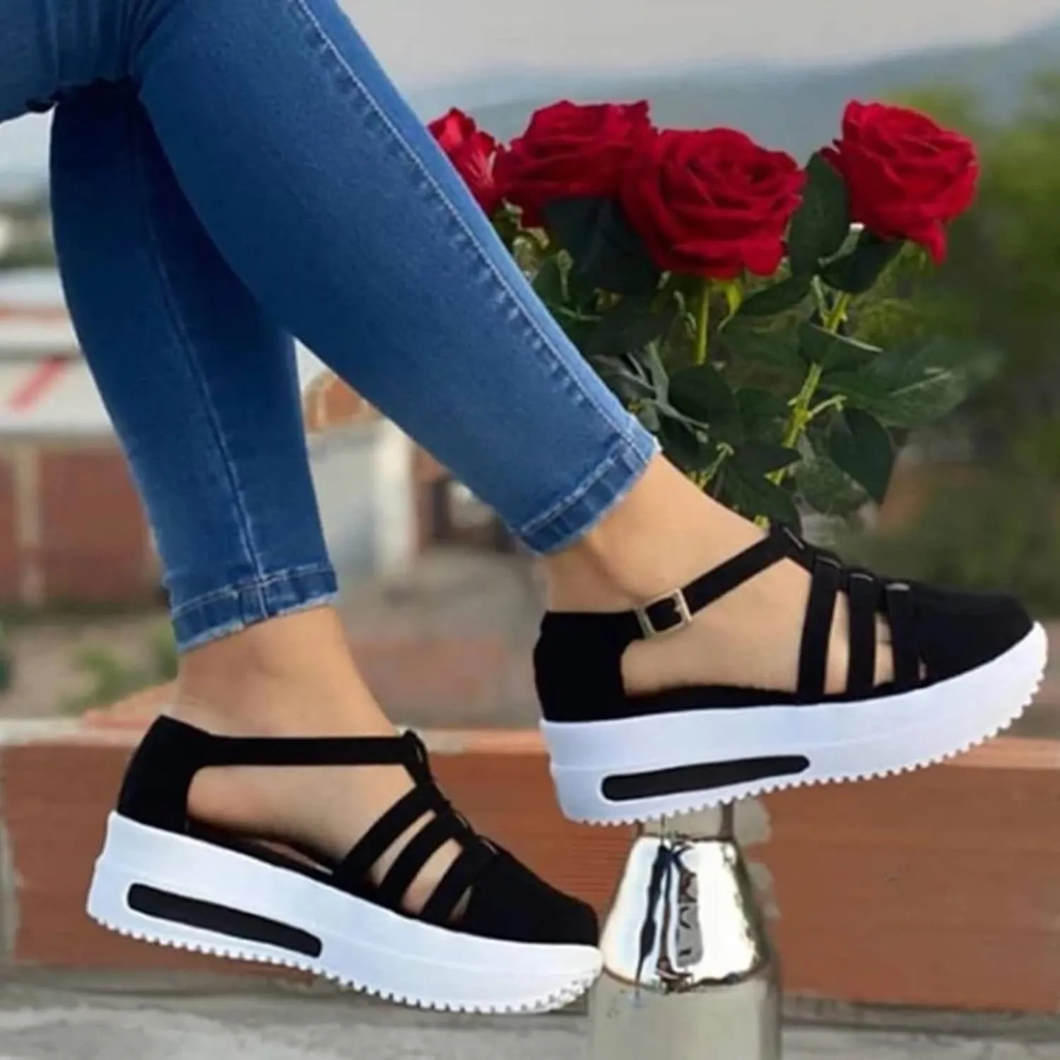 Women Platform Sandals Casual Summer Sandals Wide Width Orthopedic Sandals 2024 Breathable Sneaker with Adjustable Strap