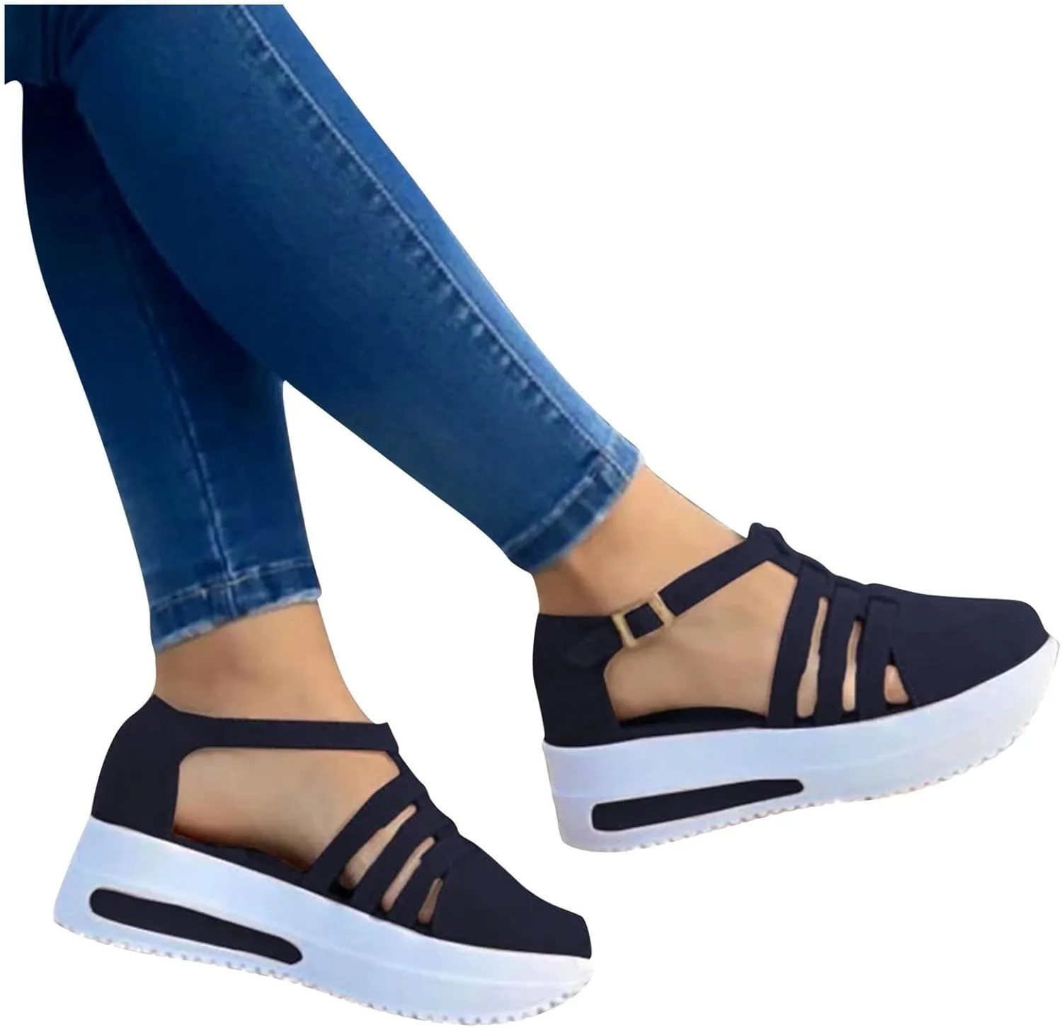 Women Platform Sandals Casual Summer Sandals Wide Width Orthopedic Sandals 2024 Breathable Sneaker with Adjustable Strap