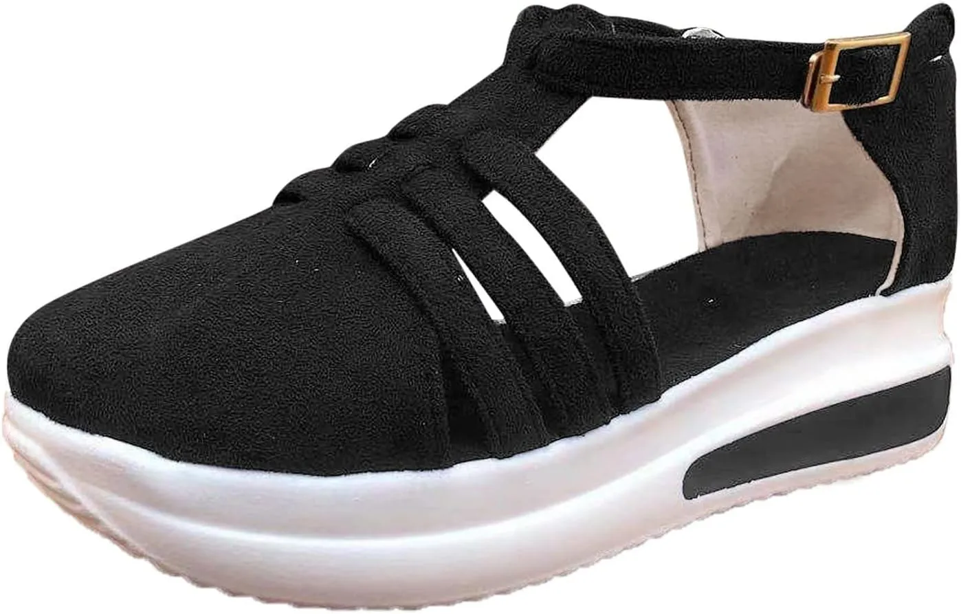 Women Platform Sandals Casual Summer Sandals Wide Width Orthopedic Sandals 2024 Breathable Sneaker with Adjustable Strap