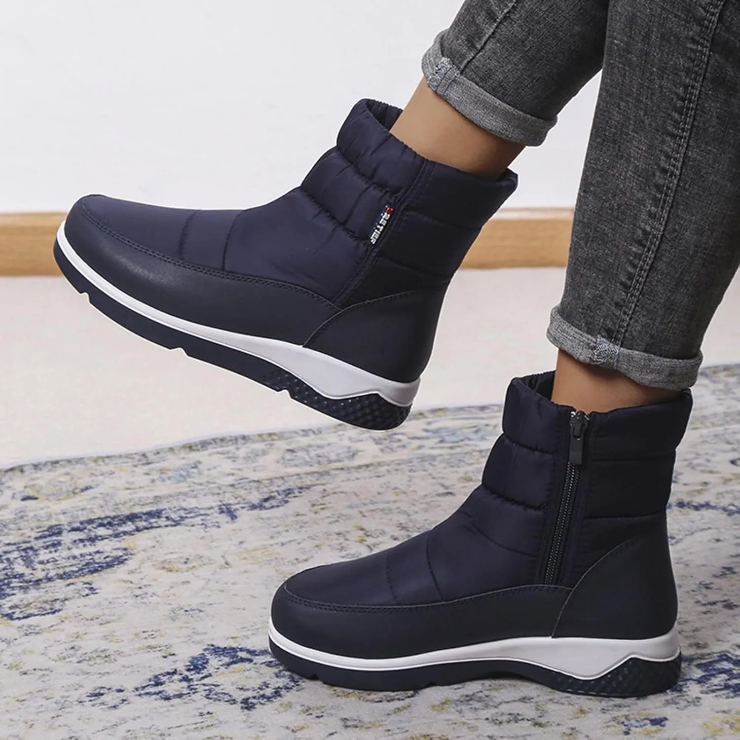 Women Snow Boots Winter Shoes Wide Calf Women Snow Boots Tall Womens Ankle Snow Boots Wide Width Low Boots for Women Ankle Winter Botas Para Frio Mujeres