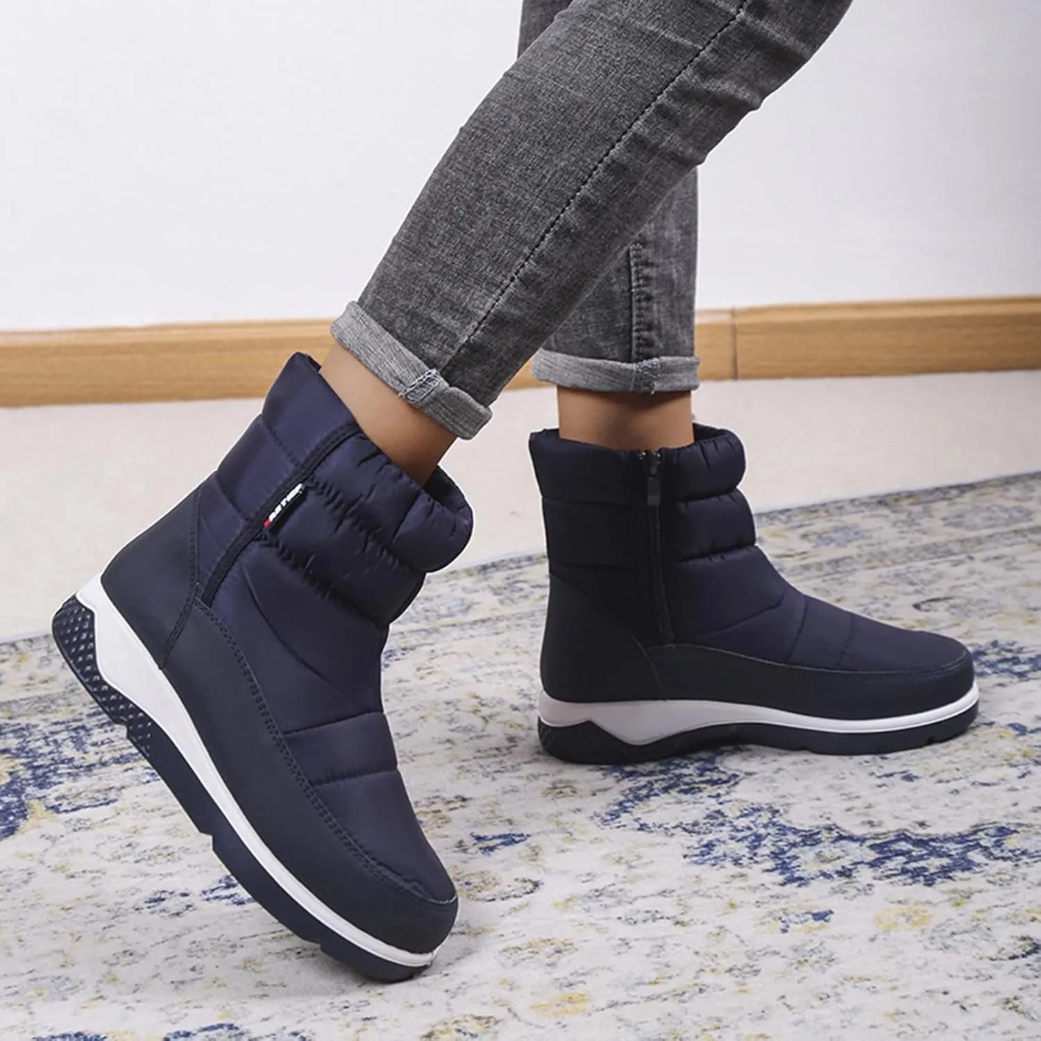 Women Snow Boots Winter Shoes Wide Calf Women Snow Boots Tall Womens Ankle Snow Boots Wide Width Low Boots for Women Ankle Winter Botas Para Frio Mujeres