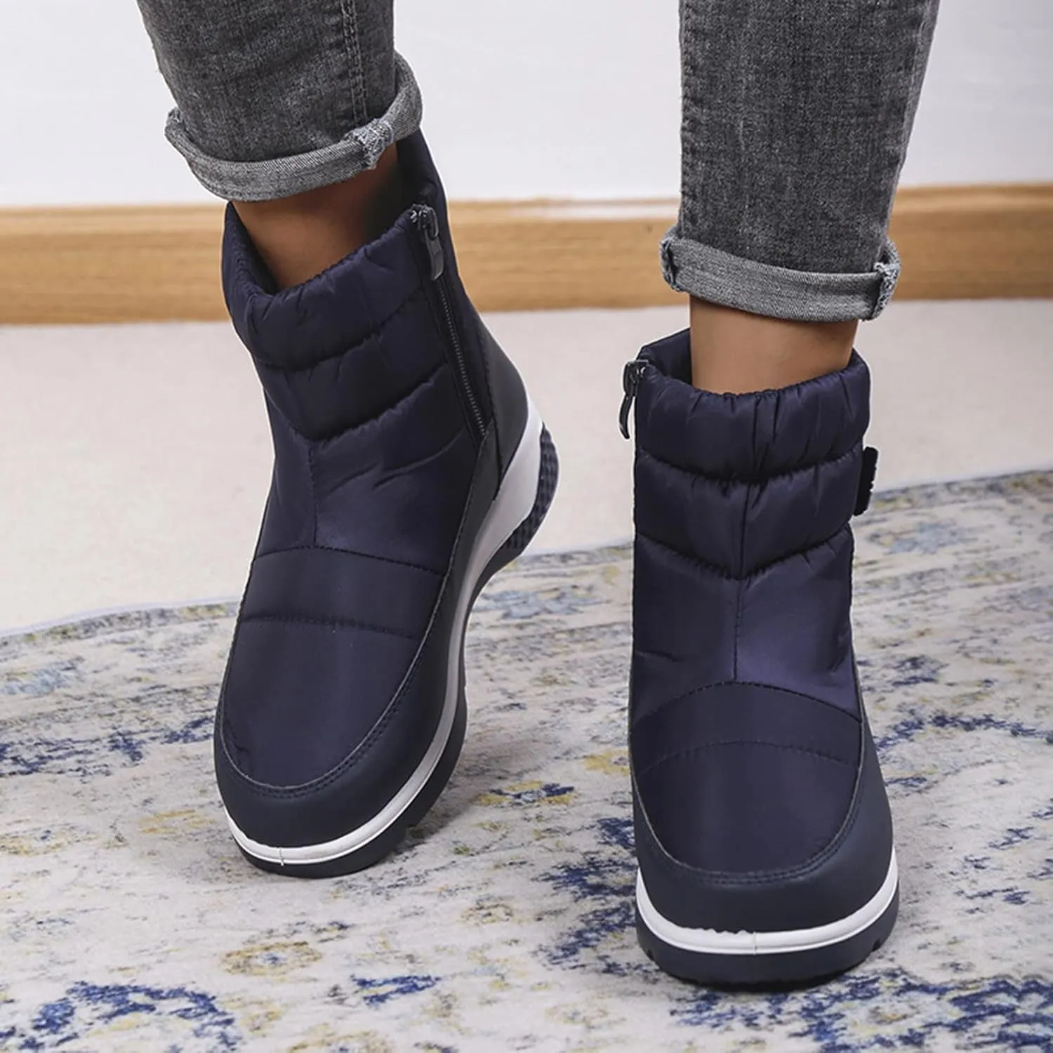 Women Snow Boots Winter Shoes Wide Calf Women Snow Boots Tall Womens Ankle Snow Boots Wide Width Low Boots for Women Ankle Winter Botas Para Frio Mujeres
