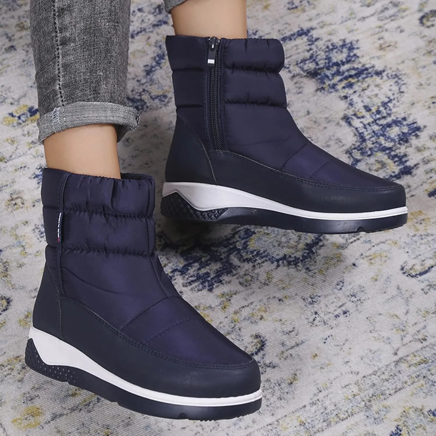 Women Snow Boots Winter Shoes Wide Calf Women Snow Boots Tall Womens Ankle Snow Boots Wide Width Low Boots for Women Ankle Winter Botas Para Frio Mujeres