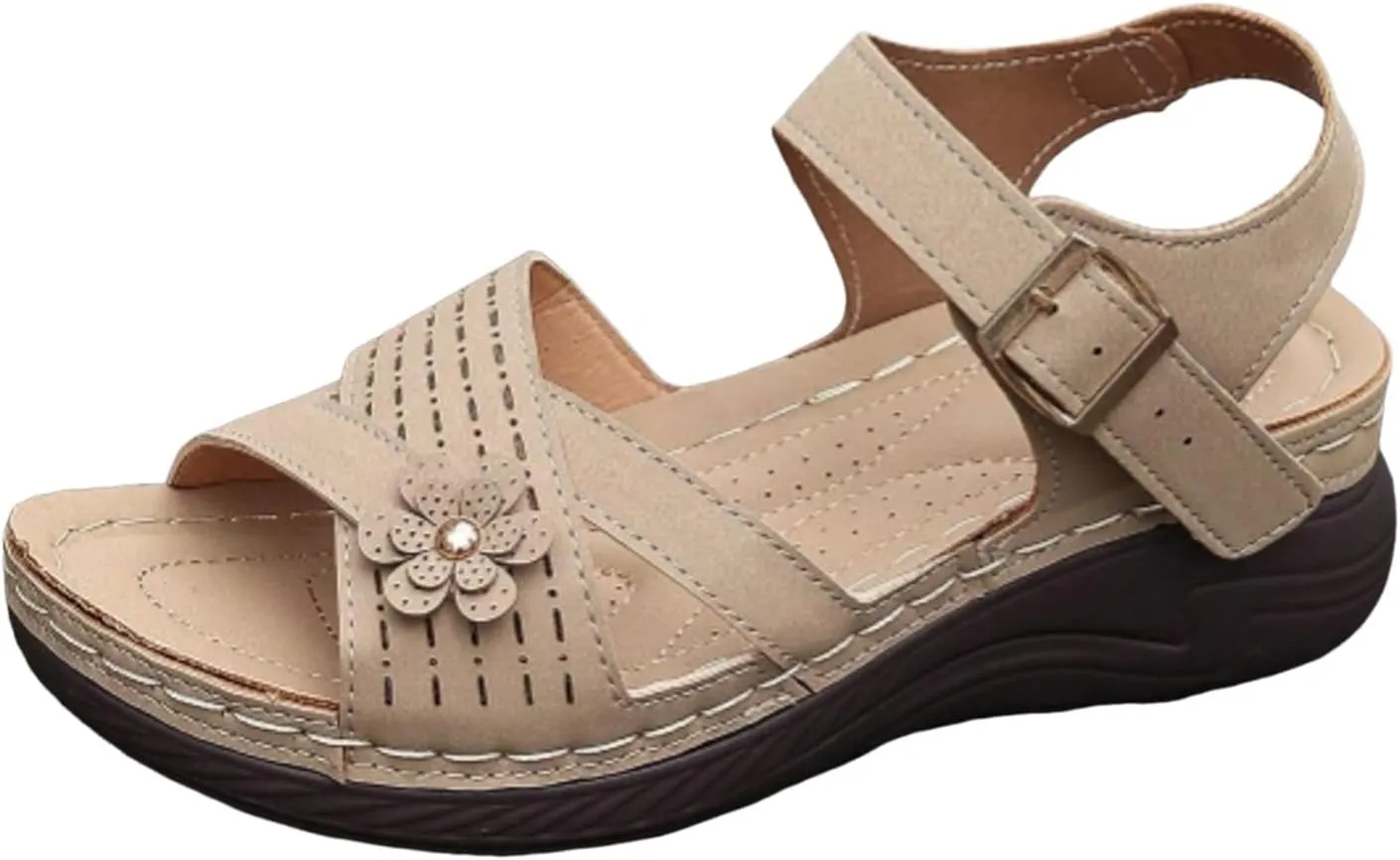 Women Summer Orthopedic Wedge Sandals Floral Open Toe Comfortable Wedge Shoes Fashionable Stylish Breathable Non Slip Wedge Shoes
