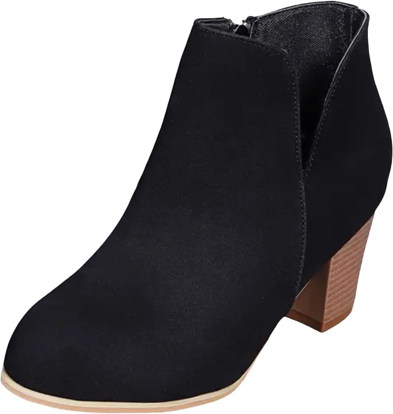 Women's Ankle Boots & Booties Fashion Large Size Side V Cutouts Chunky Pointed Toe Print High Heels Booties Shoes
