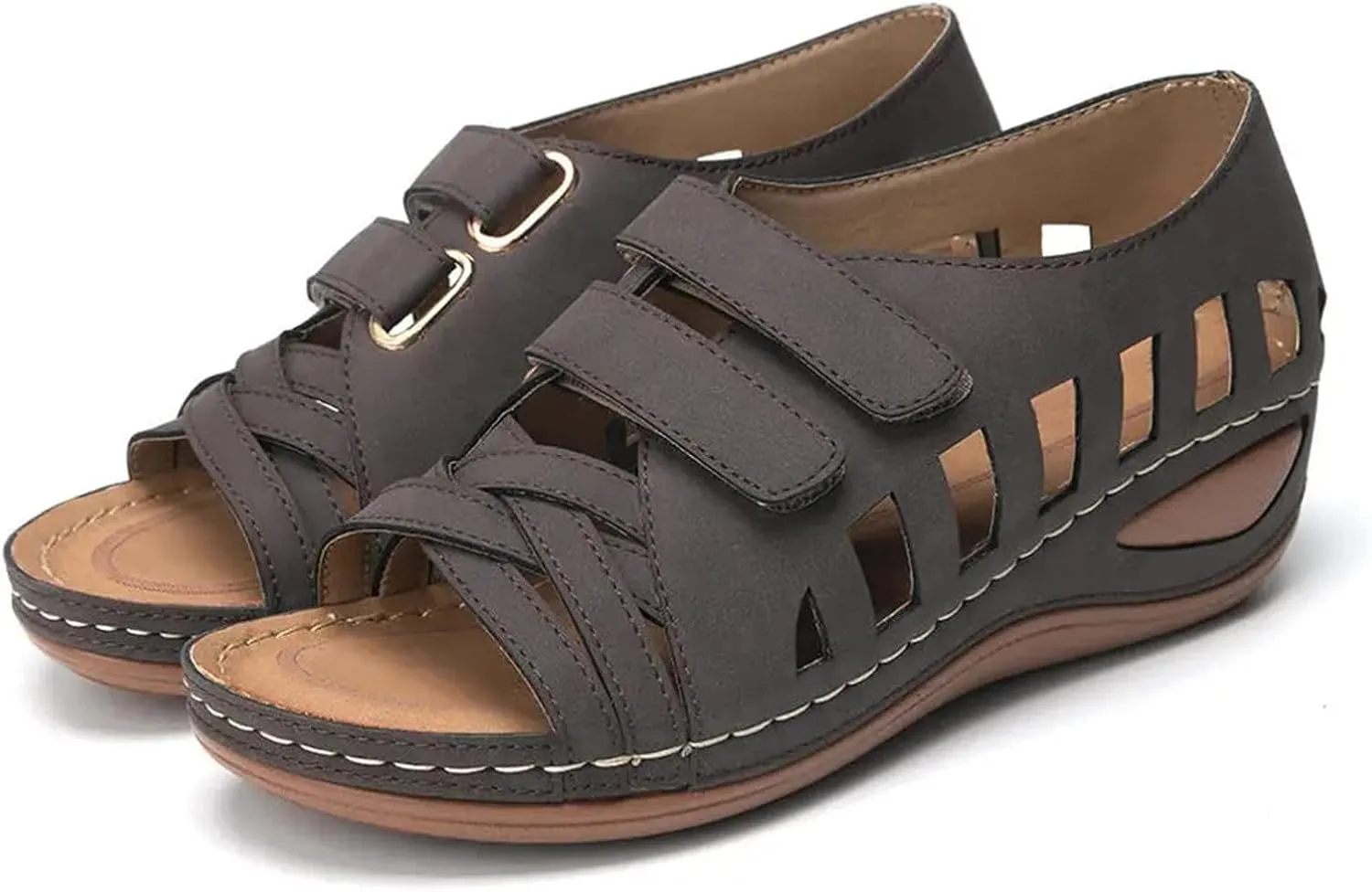 Womens Arch Support Sandals Wide Width Orthopedic Summer Casual Slippers Ankle Strap Shoes Slip On Sandal Beach Shoes