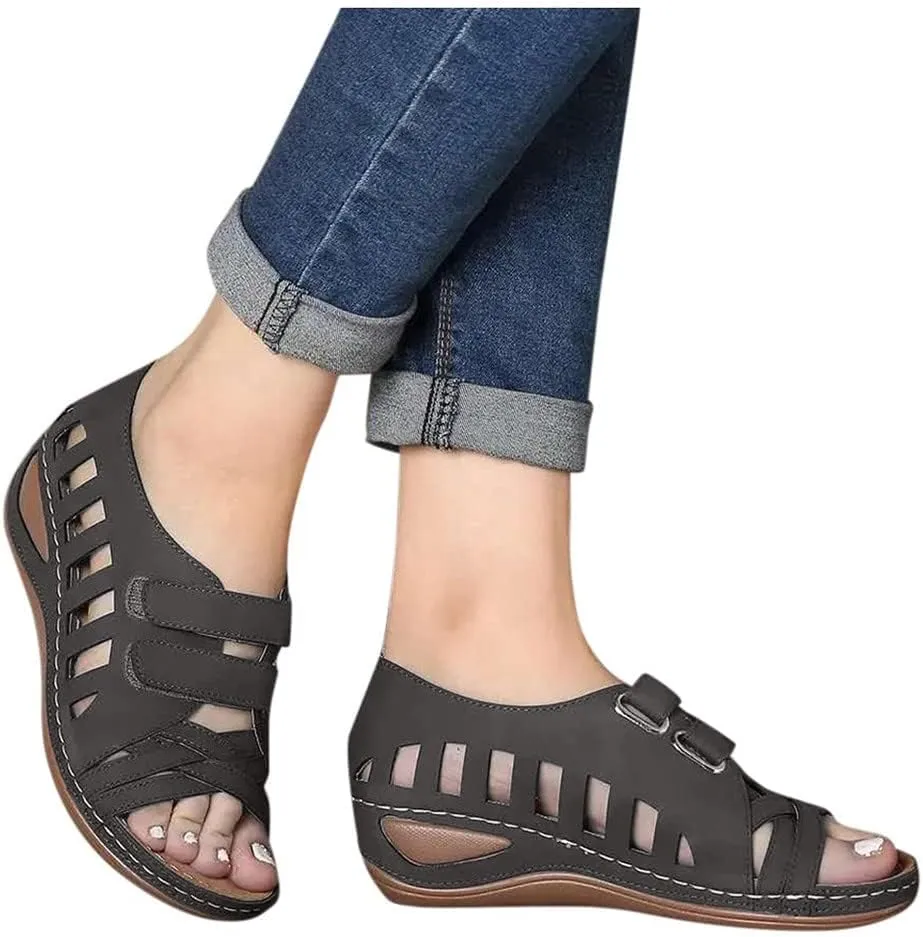 Womens Arch Support Sandals Wide Width Orthopedic Summer Casual Slippers Ankle Strap Shoes Slip On Sandal Beach Shoes