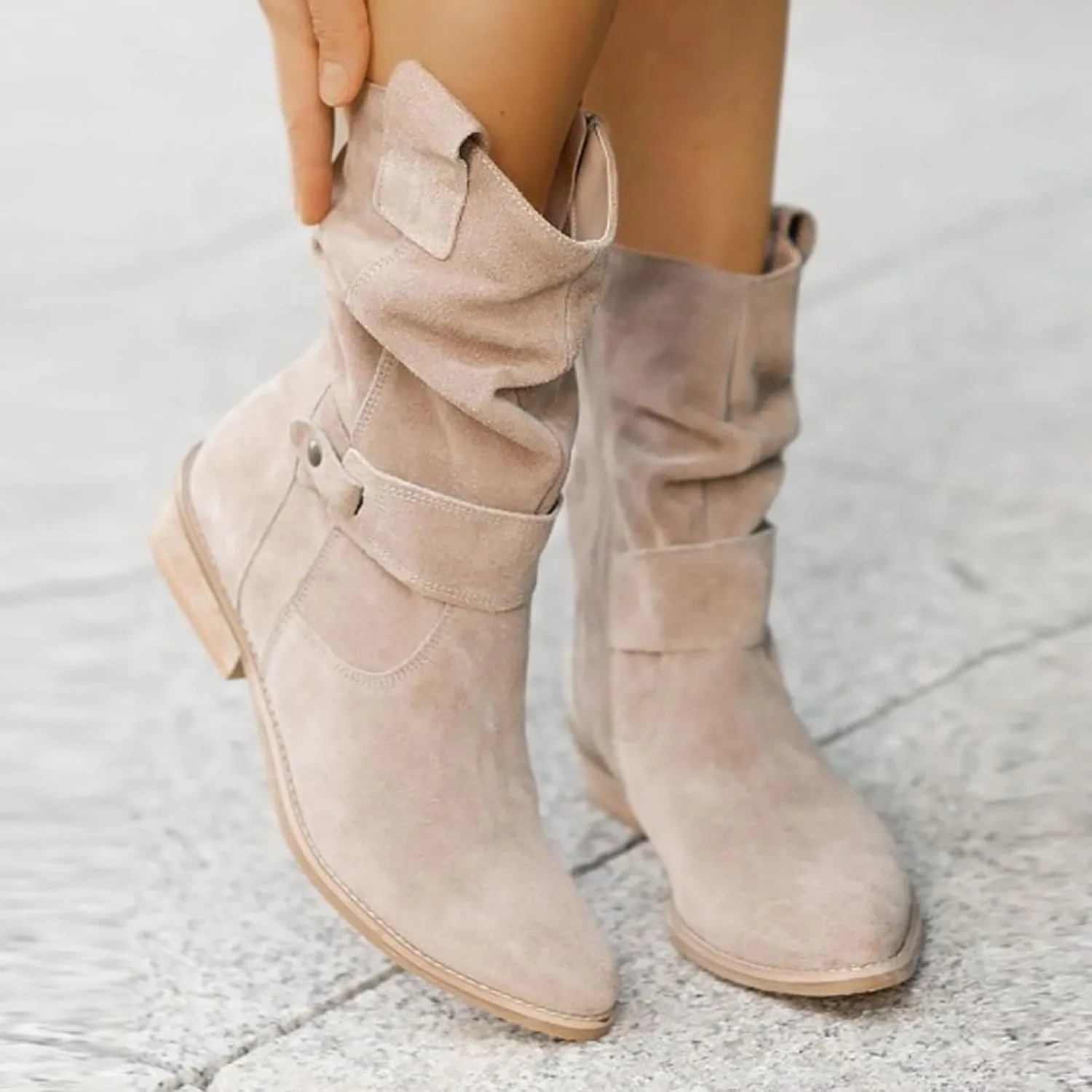 Women's Booties Mid Calf Booties for Women DressyLow Heels Outdoor Comfortable and Soft Walking Entertainment