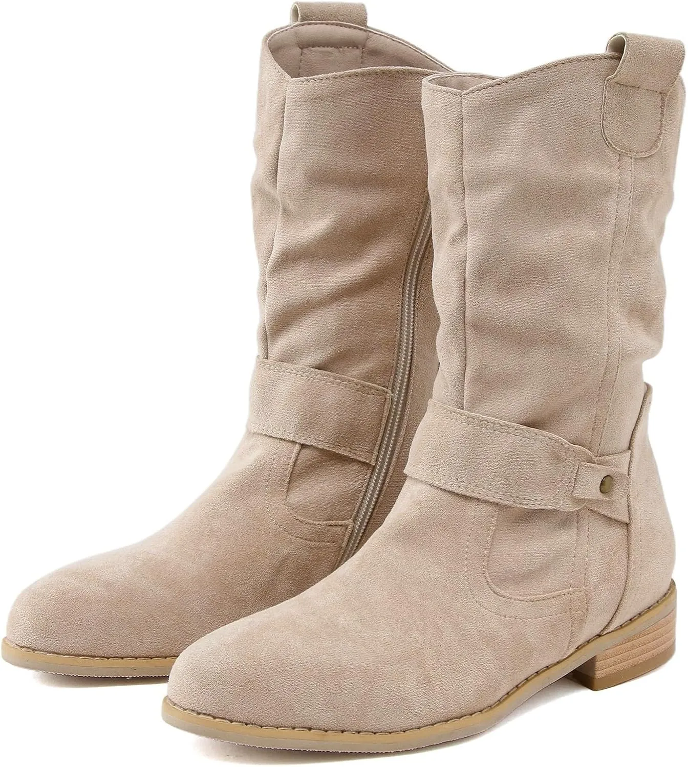 Women's Booties Mid Calf Booties for Women DressyLow Heels Outdoor Comfortable and Soft Walking Entertainment
