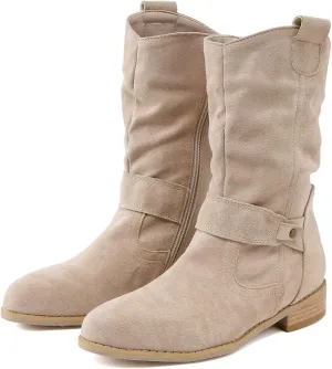 Women's Booties Mid Calf Booties for Women DressyLow Heels Outdoor Comfortable and Soft Walking Entertainment