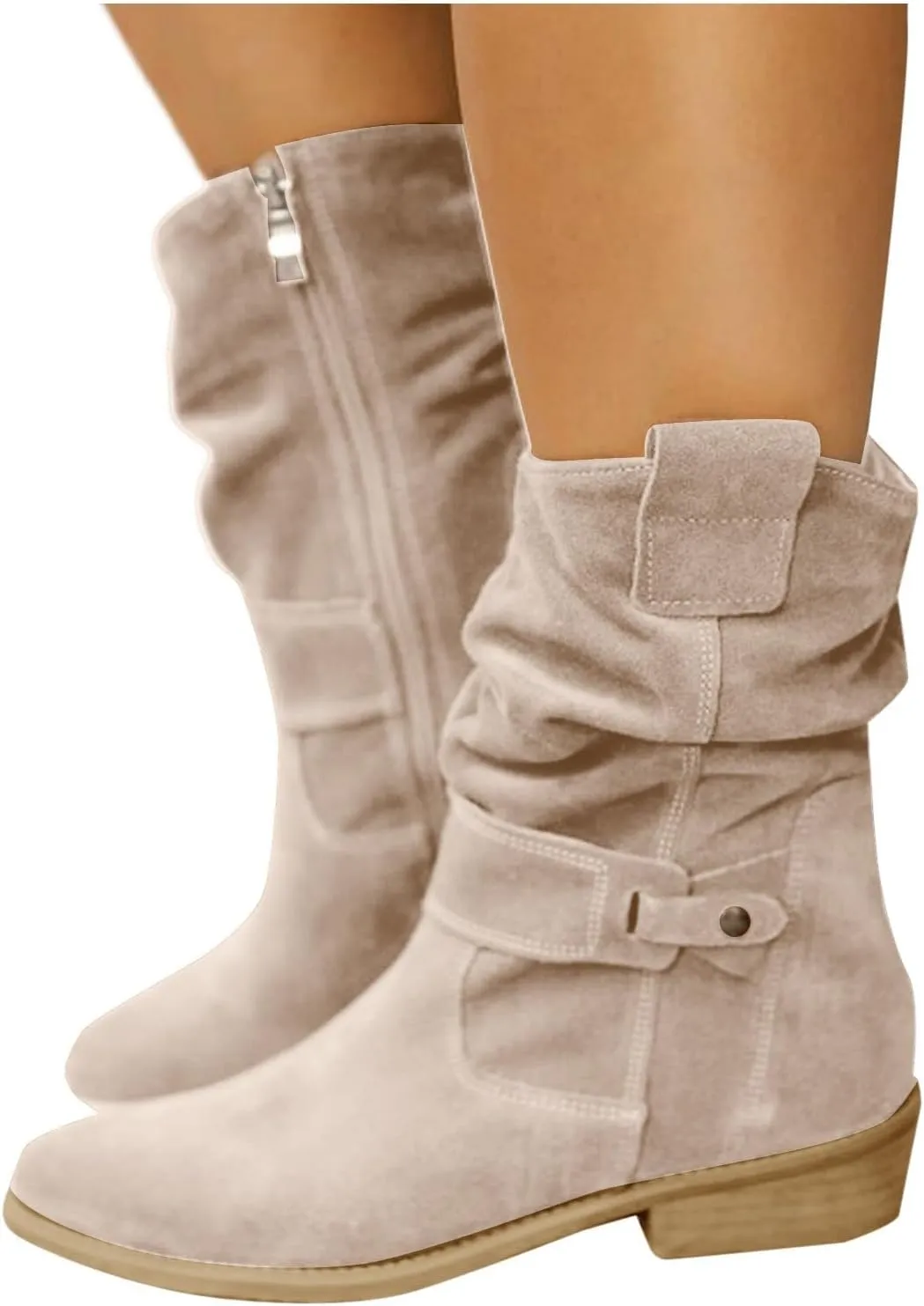 Women's Booties Mid Calf Booties for Women DressyLow Heels Outdoor Comfortable and Soft Walking Entertainment