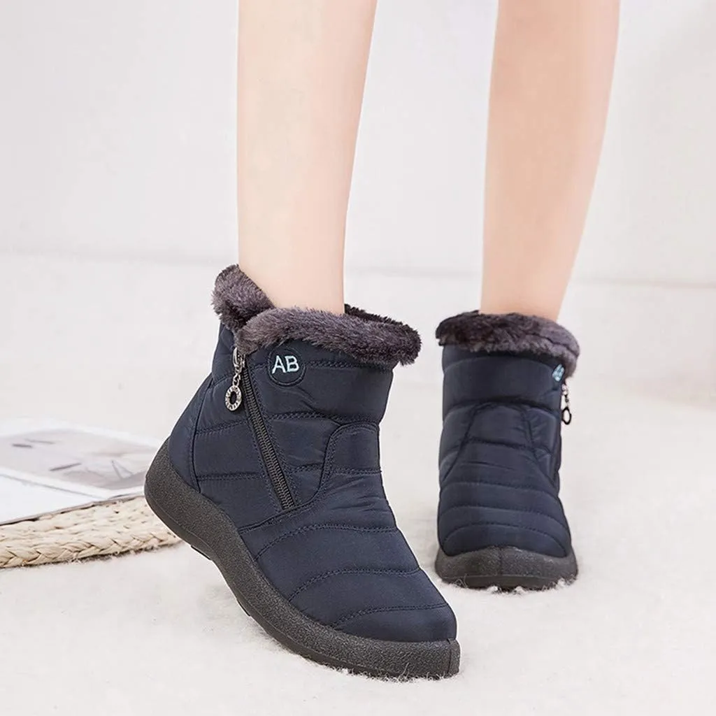 Womens Boots Snow Snow Boots Women Waterproof Insulated with Heel Cup Boots Women Winter Fuzzy Womens Waterproof Boots Tall Zipper Botas De Invierno Contra Agua Mujer