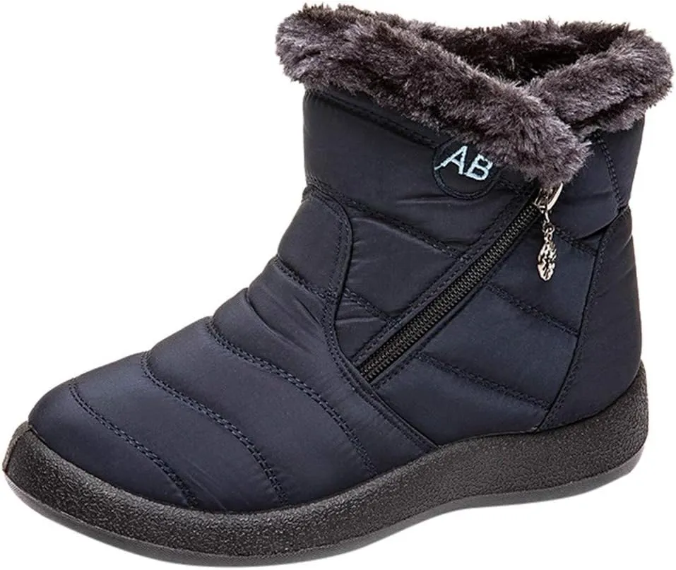 Womens Boots Snow Snow Boots Women Waterproof Insulated with Heel Cup Boots Women Winter Fuzzy Womens Waterproof Boots Tall Zipper Botas De Invierno Contra Agua Mujer