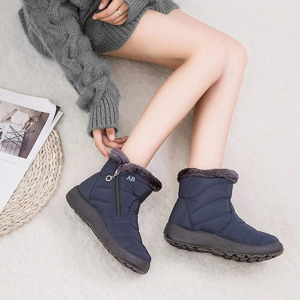Womens Boots Snow Snow Boots Women Waterproof Insulated with Heel Cup Boots Women Winter Fuzzy Womens Waterproof Boots Tall Zipper Botas De Invierno Contra Agua Mujer
