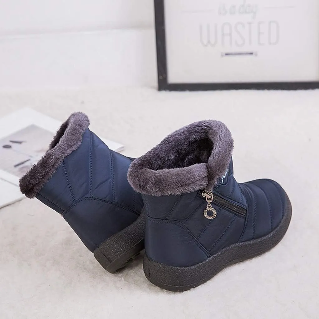 Womens Boots Snow Snow Boots Women Waterproof Insulated with Heel Cup Boots Women Winter Fuzzy Womens Waterproof Boots Tall Zipper Botas De Invierno Contra Agua Mujer