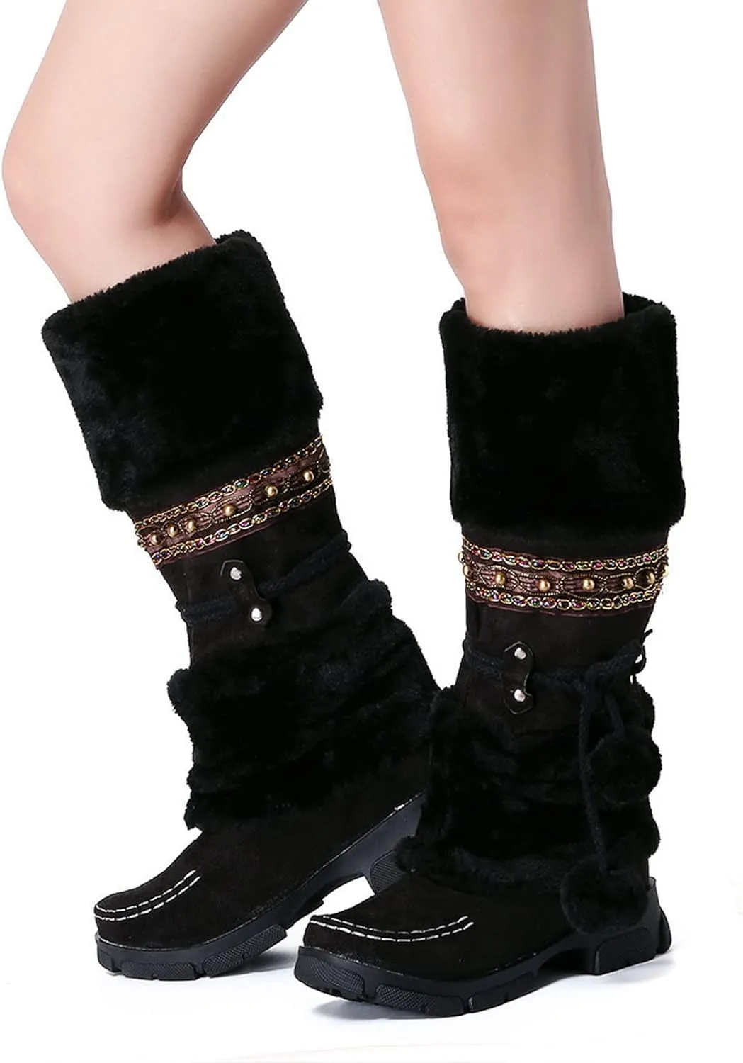 Womens Brown Snow Boots Size 11 Winter Snow Boots Women Waterproof Winter Boots Women Size 8 Knee High Waterproof Non Slip Work Boots for Women Winter Boot for Women 2023