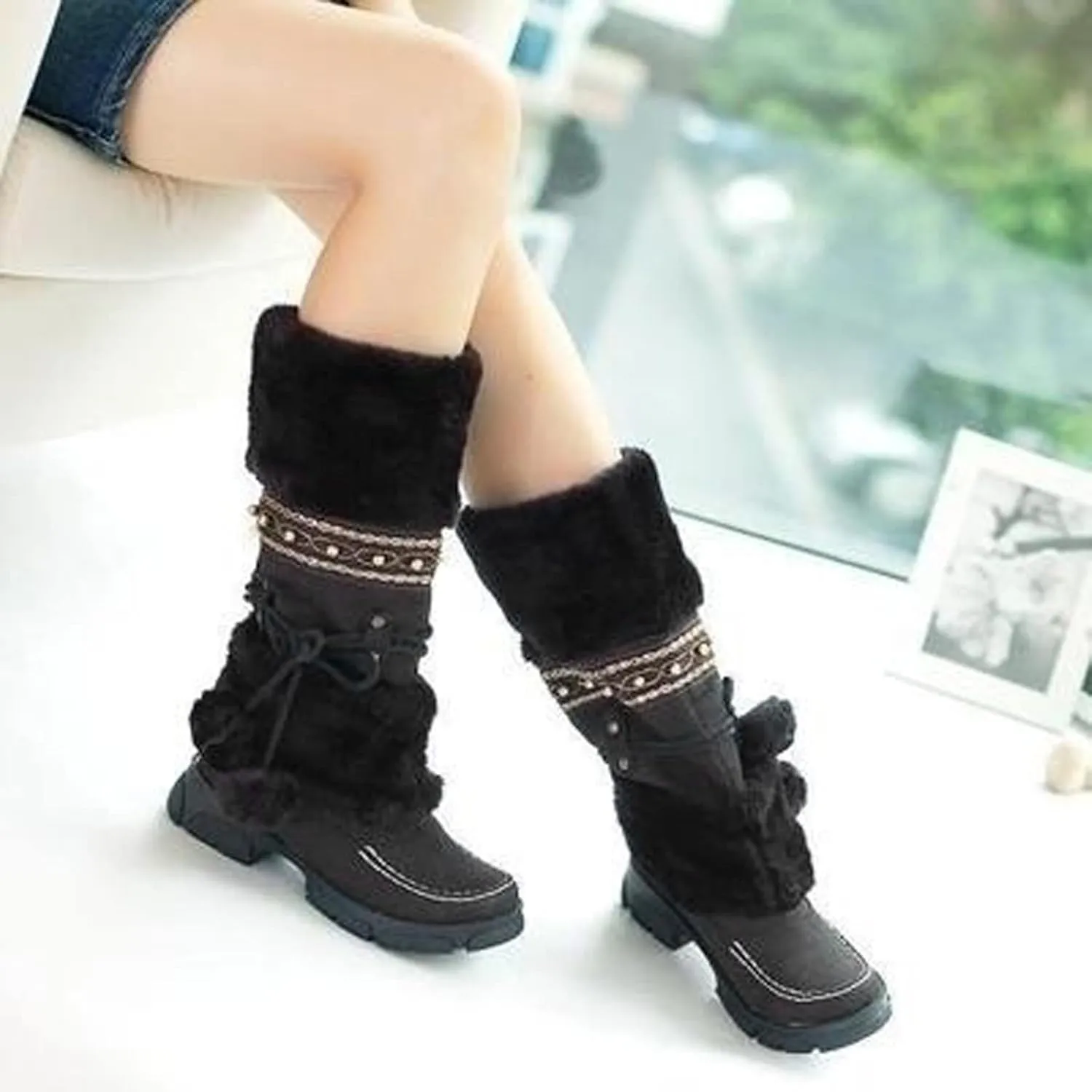 Womens Brown Snow Boots Size 11 Winter Snow Boots Women Waterproof Winter Boots Women Size 8 Knee High Waterproof Non Slip Work Boots for Women Winter Boot for Women 2023