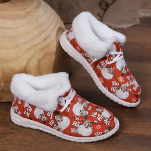 Women's Canvas Furry Loafers for Christmas