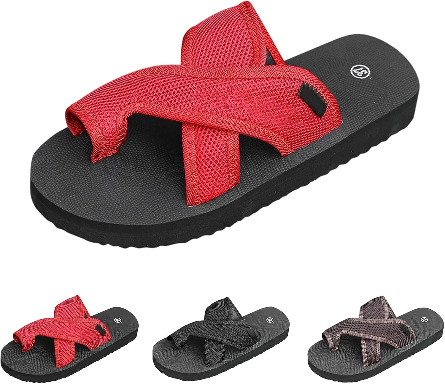 Women's Comfortable Breathable Mesh Flip Flops Hollow Mesh Slide with Arch Support Orthopedic Sandals Summer Slip On Flat Sandals