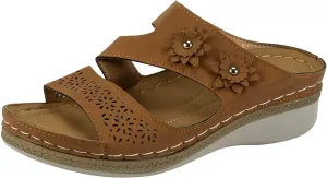 Womens Comfortable Wedge Sandals Arch Support Platform Wedge Slip on Orthopedic Shoes Casual Outdoor Walking Open Toe Hollow Out Breathable Slippers