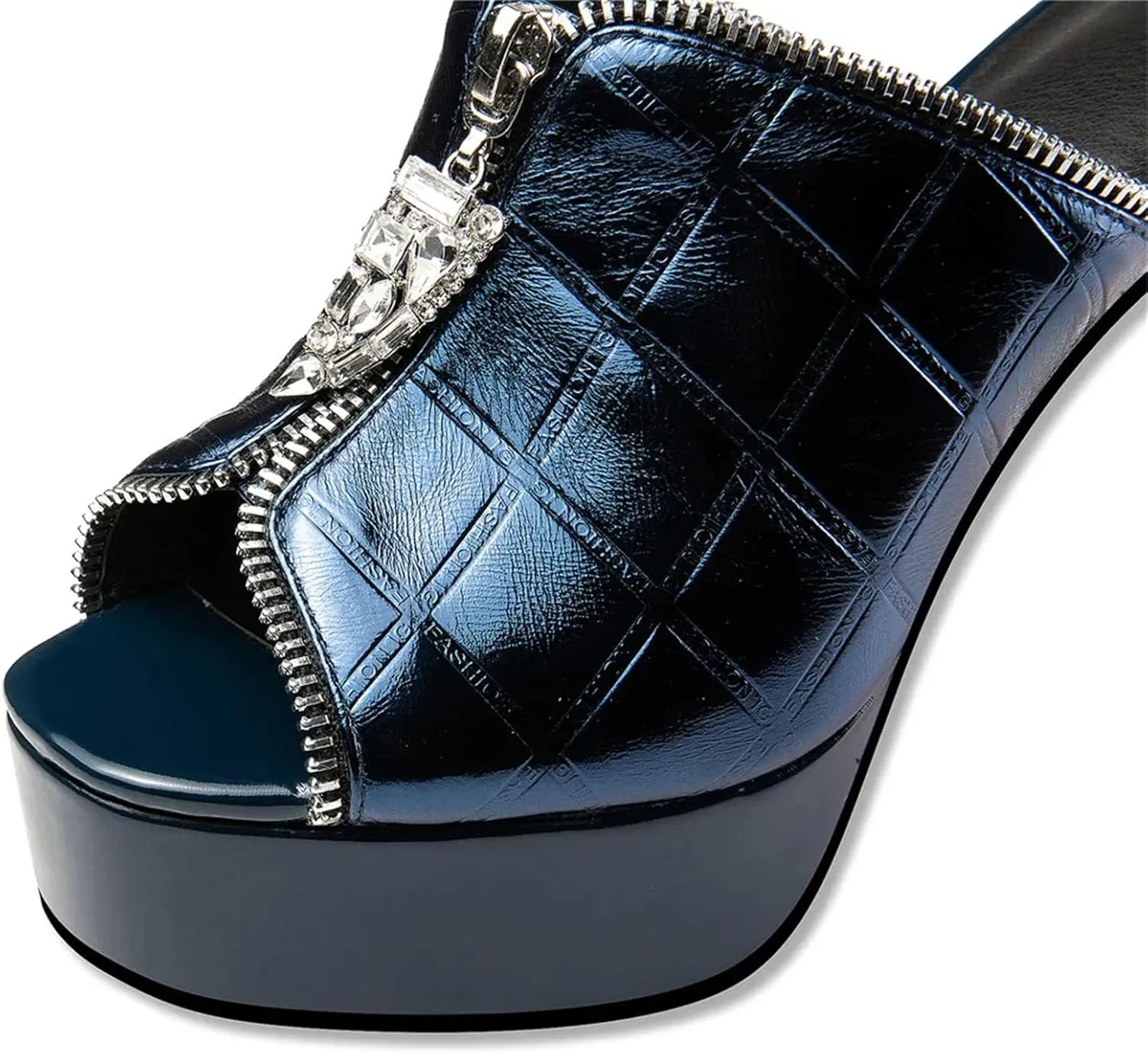 Women's Cow Leather Sandals - Silver Thick Heels, Round Toe Platform Summer Party