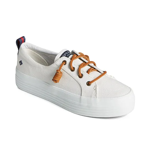 Women's Crest Vibe Platform Canvas Sneakers - White (STS84190)